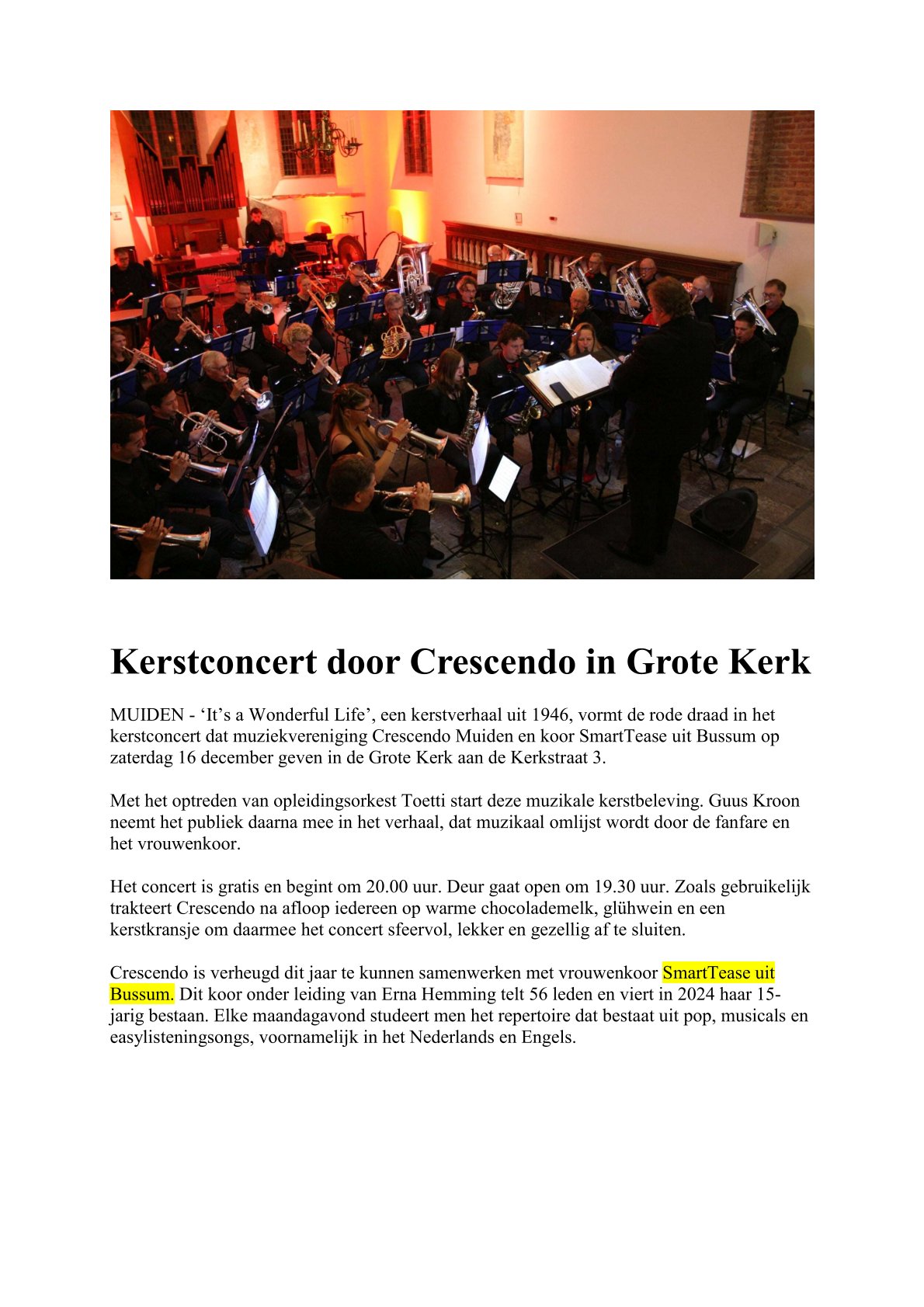 2023 12 13 Kerstconcert Crescendo ST Grote Kerk Muiden
